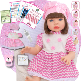 Boneca Bebê Reborn Original Realista de Silicone Vestido Listrado Pode Dar Banho Envio Imediato em Oferta na Shopee