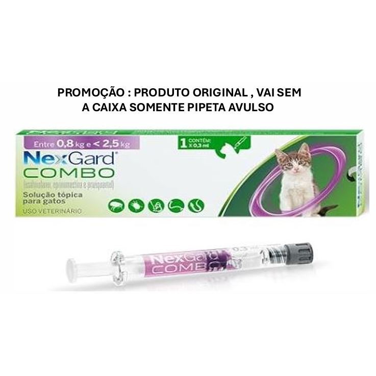 Nexgard COMBO Antipulgas e Sarna e Vermífugo para Gatos até 2,5 kg - 1 ...
