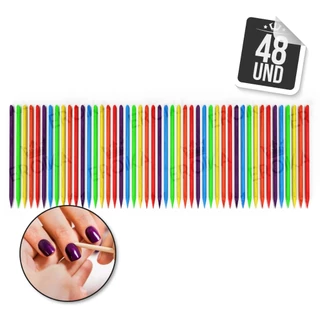 Kit Completo 48 Palitos Madeira Larangeira Ponta Chanfrado Manicure Unha Gel Artística Profissional em Oferta na Shopee