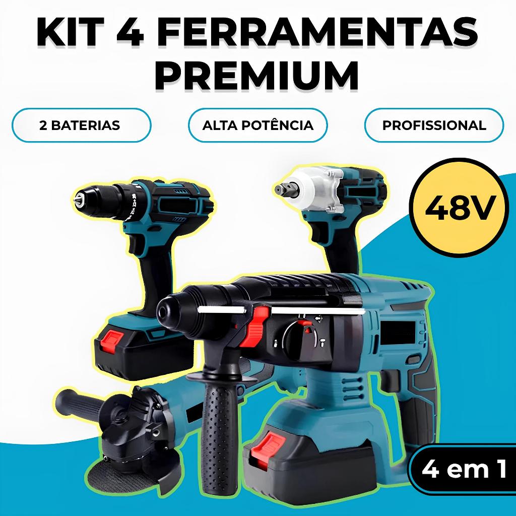 Kit Ferramentas A Bateria 4 em 1 Maleta 48V Esmerilhadeira