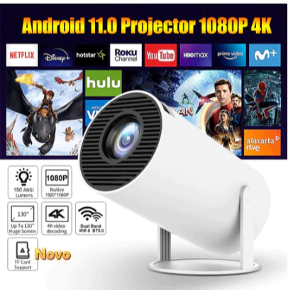 Projetor 4K HD 150 Polegadas Celular, Tv B0x, Xbox, PS, Pc, Wifi e Bluetooth HY300