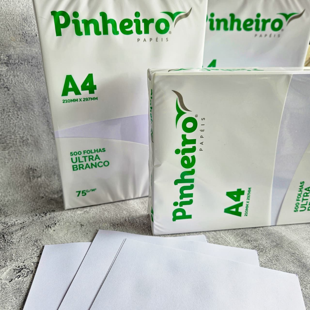 Pacote de Papel Sulfite A4 75g Marca Pinheiro Papeis – Pacote com 500 ...