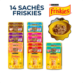 Kit 14 Friskies Sachê Ao Molho Gatos Sabores Variados em Oferta na Shopee
