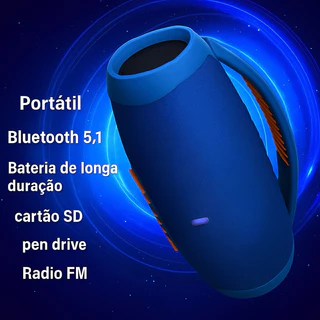Caixa de Som Boombox Bluetooth Bivolt - Azul em Oferta na Shopee