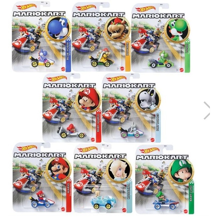 HOT WHEELS MARIO KART – MODELOS ORIGINAIS - LUIGI, BROWSER