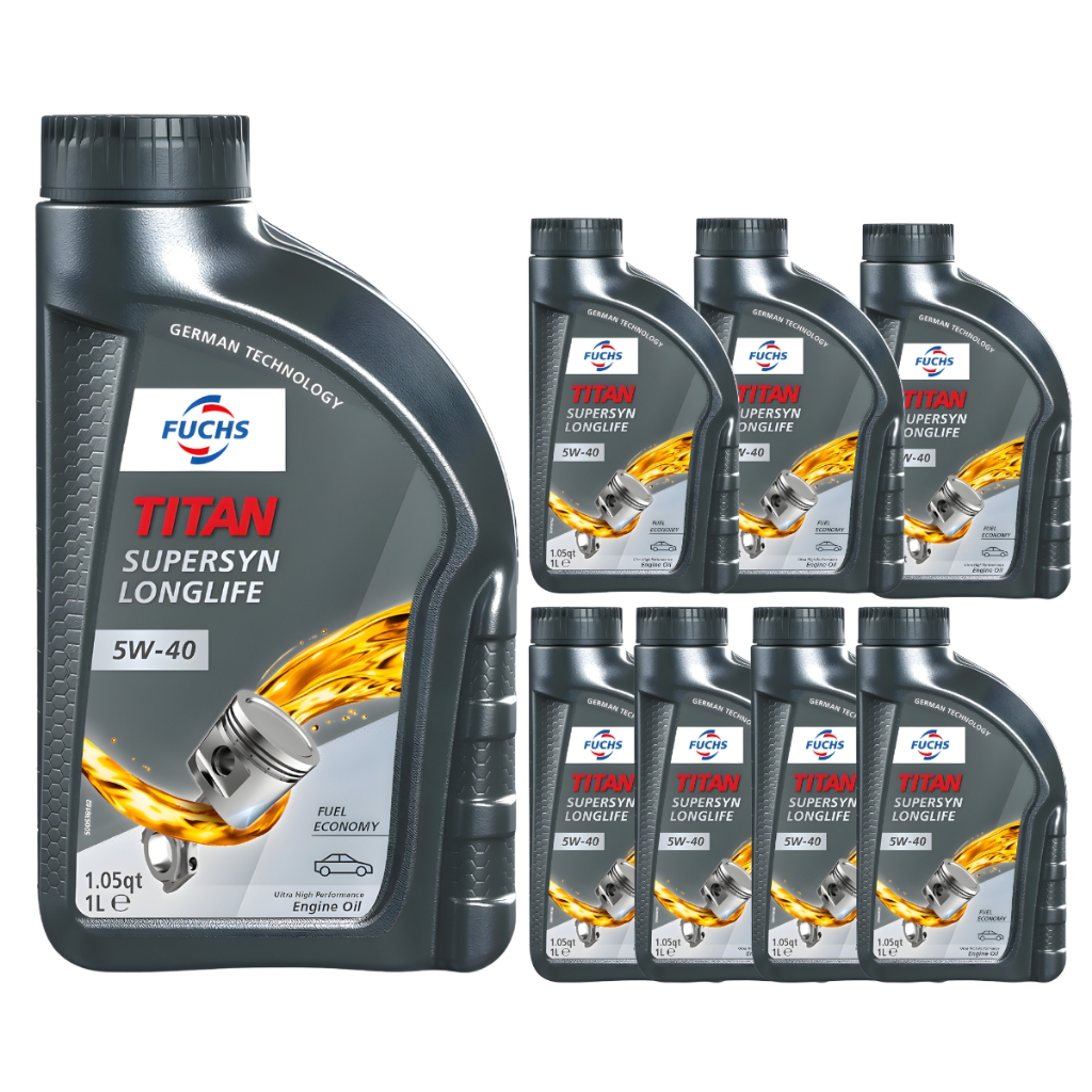 Kit 8 Óleo Lubrificante Fuchs Titan 5w40 Sn Longlife Supersyn