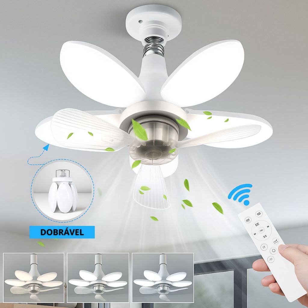 Ventilador Lampada De Teto Silencioso Premium Controle Remoto Bivolt ...