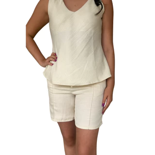 Conjunto Luxo Short e Blusa em Duna Linho