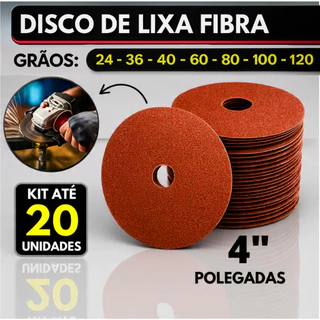 Kit Até 20 Disco de Lixa Fibra Para Ferro Madeira 4 Polegadas 4.1/2'' Esmerilhadeira Lixadeira Circular 115mm