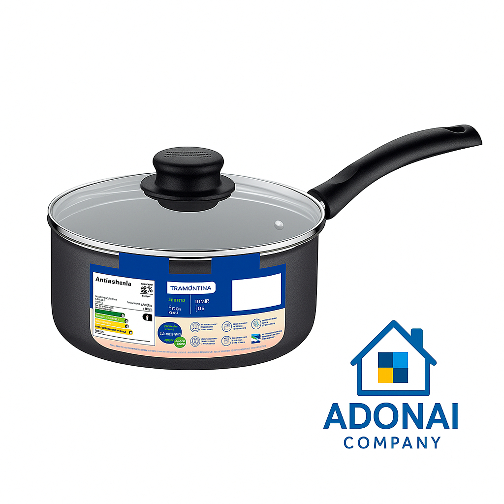 Panela 16 cm 1,4L Tramontina Antiaderente com Tampa de Vidro – Vermelha/chumbo – Linha Paris/Turim