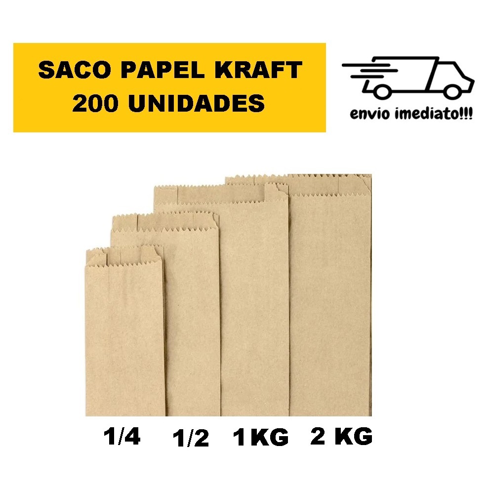 Saco Papel Kraft Pardo para pãp doces Mercearia Mercado com 