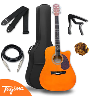Kit Violao Tagima Eletrico Eletroacústico Profissional Folk Cordas Aço Natural Iniciantes + Equalizador Bag Correia Cabo