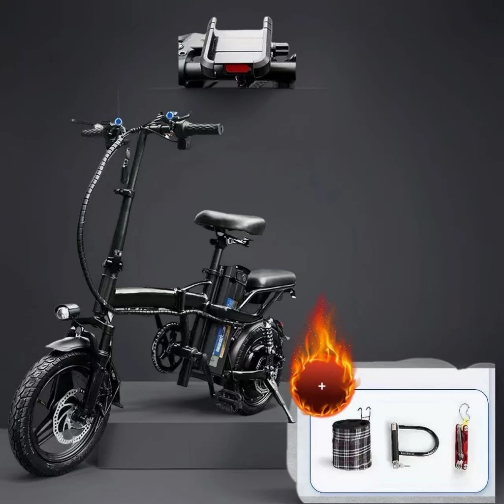 Bicicleta Elétrica Dobrável para Adultos com Pedalada Assistida e Suporte de Celular com Carregamento — imagem 1