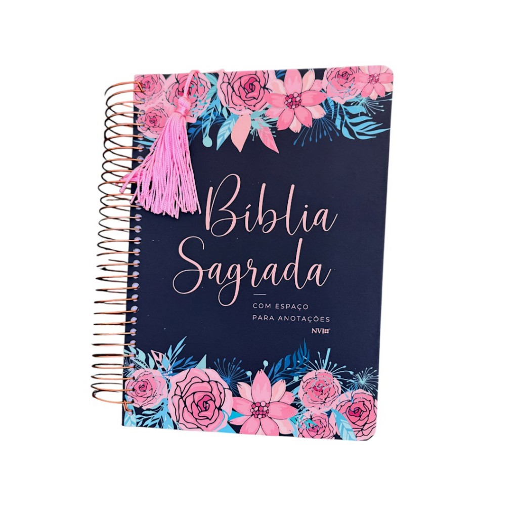Bíblia Sagrada Anote Com Espaço Para Anotações Nvi Espiral Rosas ...