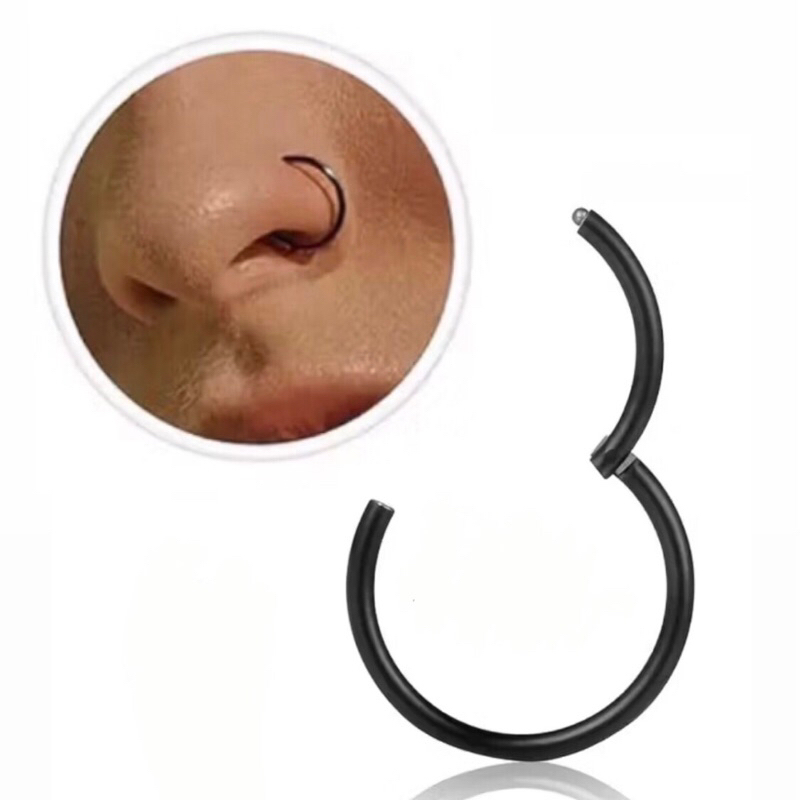 Piercing de Nariz Argolinha Preta Argola Clicker Abre e fecha para ...