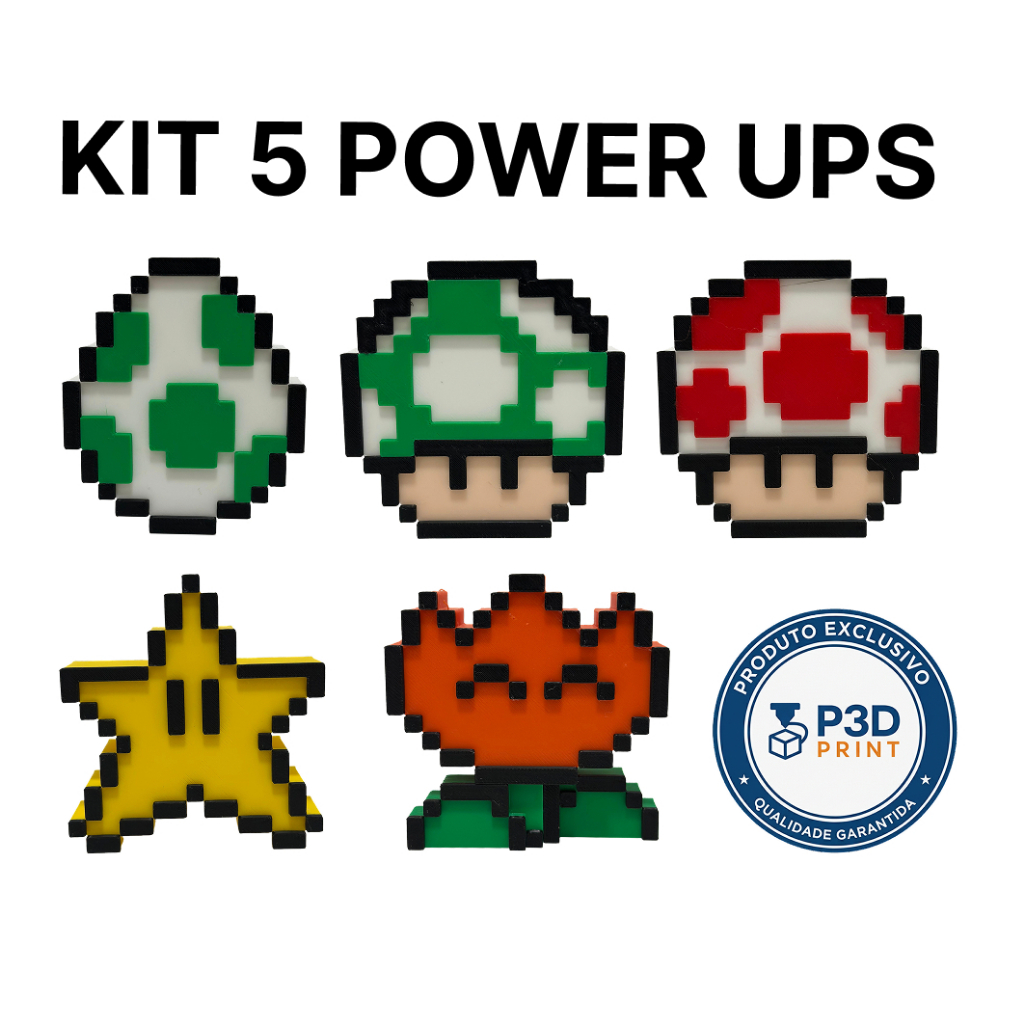 Kit Com 4 ou 5 Power Ups Poderes Estilo Clássico Super Mario - ENVIO IMEDIATO em Oferta na Shopee