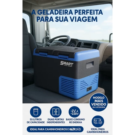Geladeira Portátil 55 Litros Para Caminhão Motorhome Duas Portas 12v/24v/127v/220v