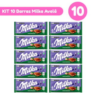 Kit 10 Barras Milka Hazelnut Avelã 90g Importadas Mondelez Kit com 5 e 10 Unidades