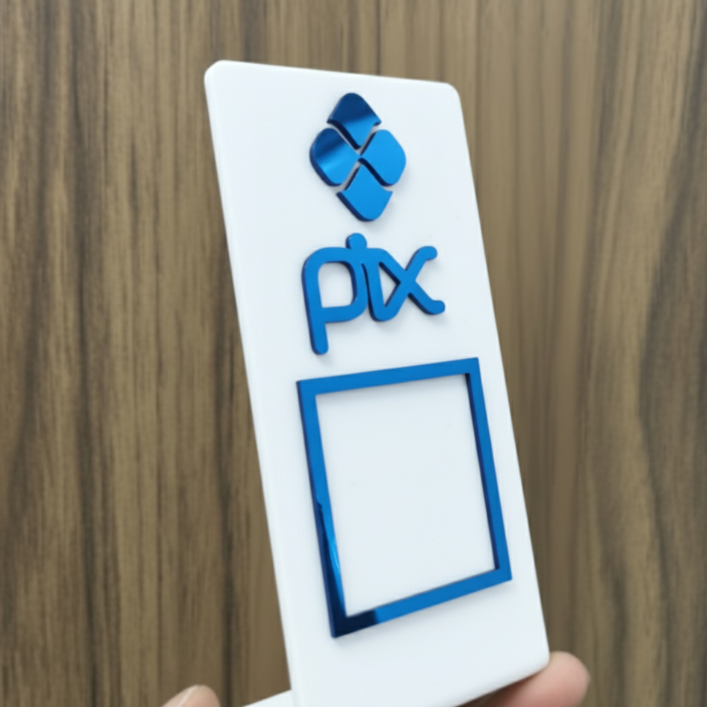 Placa PIX Acrílica QR Code Display de Mesa