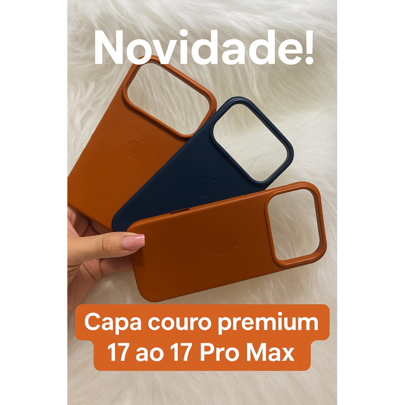 Capa de Couro Premium iPhone 17 / 17 Pro / 17 Pro Max – Forro em Microfibra, Proteção Completa e Design Luxo(couro)