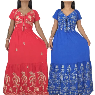 Vestido Longo Plus Size Babado Floral Estampado Moda Evangélica Evangélico Rodado Adulto Soltinho Florido Manga Lastex em Oferta na Shopee