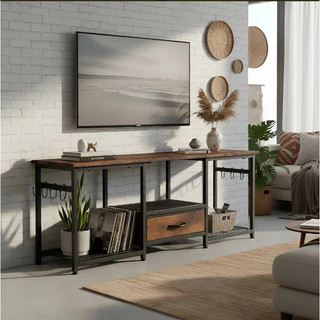Rack Bancada para TV até 55 Polegadas 1,2m MóVel De TV Com Gavetas, Mesa De Madeira Com Prateleiras Abertas