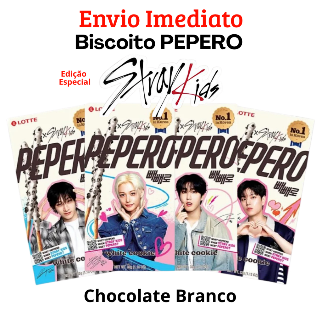 Pepero Stray Kids White Cookie Edição Especial – Escolha Felix, Han ...