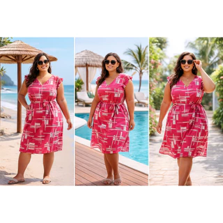 Vestido de Crepe Forrado com Cinto Feminino Rosa Pink Casual e Elegante