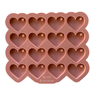 Molde de Silicone para Resina - MINI Coração com Furo - (1,9cm x 2,2cm).
