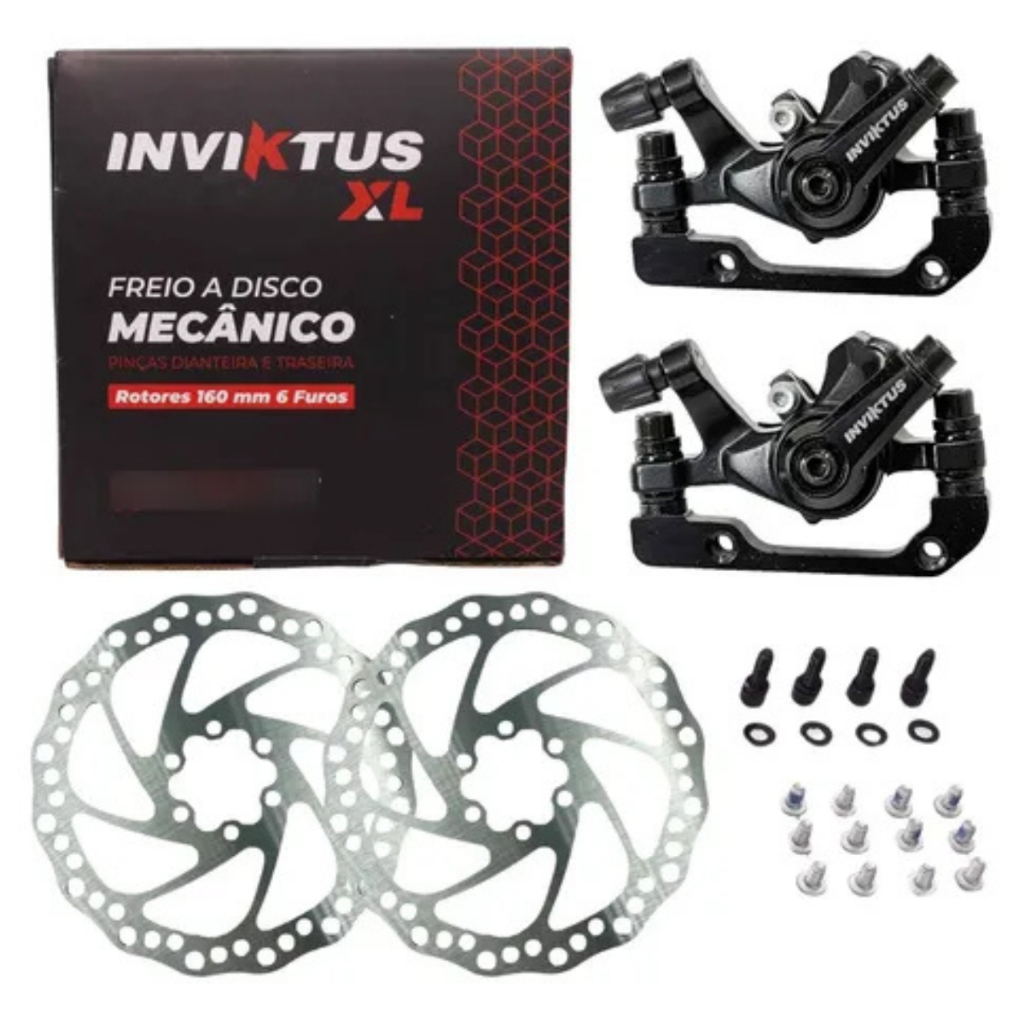 Kit Freio A Disco Inviktus Mecanico Rotor Pincas Bike MTB Bicicleta ...