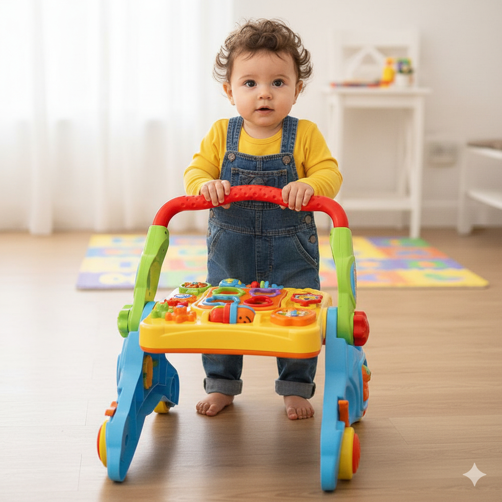 Andador Infantil Mesa Didatico 4 em 1 Som Luz Atividades Sensorial ...