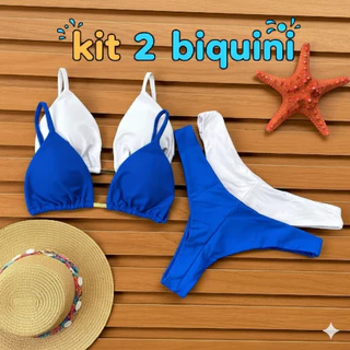 Kit Conjunto Biquíni  Asa Delta Com Fio DUPLO Cortininha PROMOÇÃO em Oferta na Shopee
