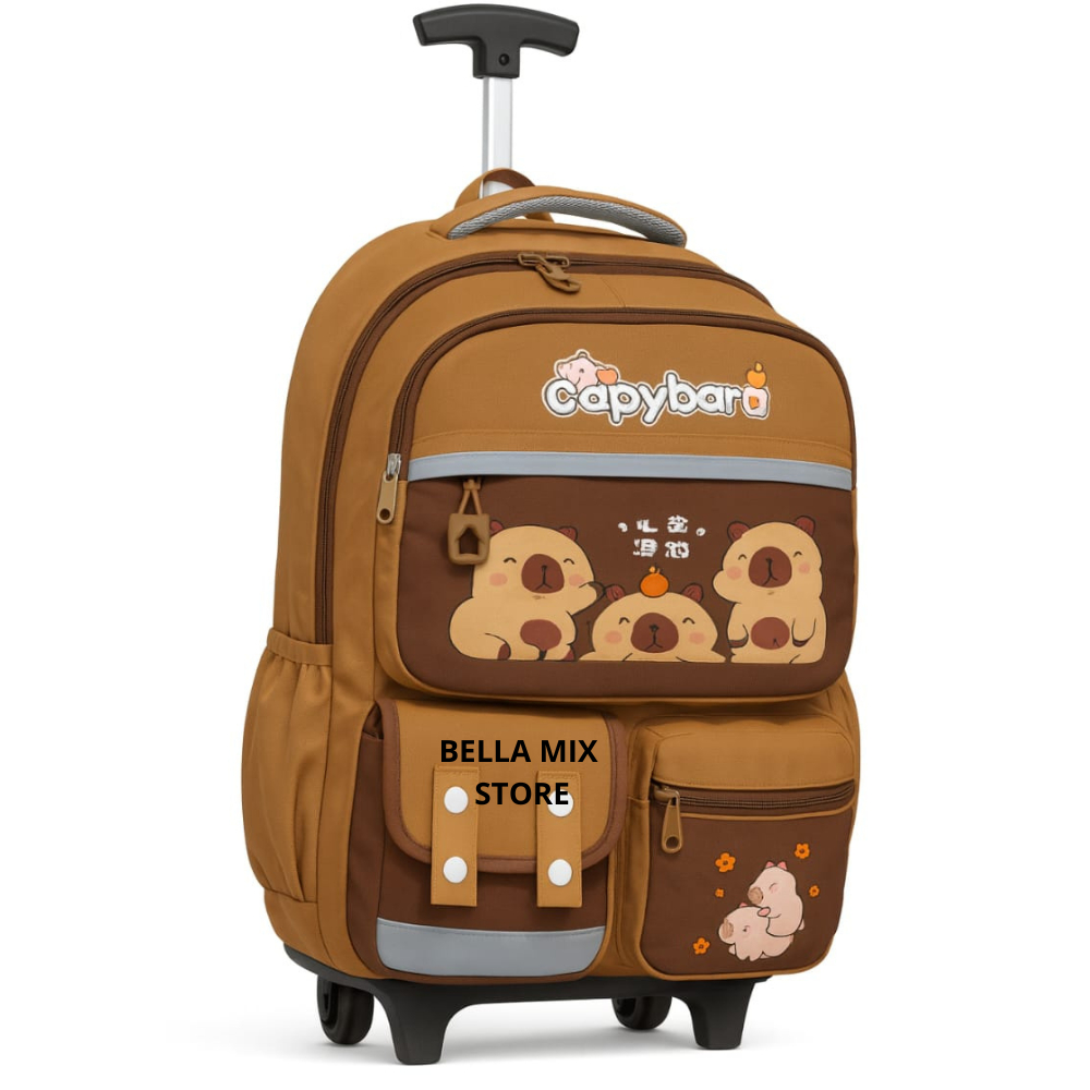 Mochila Com Rodinha Capivara Capybara Reforçada Lançamento Moda Juvenil Volta Às Aulas