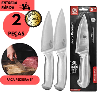 Kits 1 ou 2 Facas 5" Inox Inteiriça Profissional Afiada Para Cozinha Ideal p/Peixes Carne Frango
