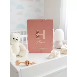 Pasta Bebê Monograma rosé Personalizada com Nome- Ideal para Caderneta de Saúde, Exames, documentos