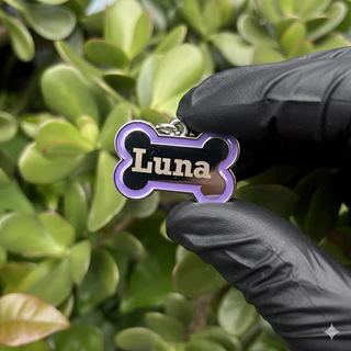 🦴 Placa de Identificação Pet Personalizada - Formato Ossinho com Nome e Contato 🐾