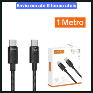 Cabo USB-C A’Gold CB125 60W Turbo 1 Metro Carregamento Rápido e Dados - Revestimento Nylon Trançado