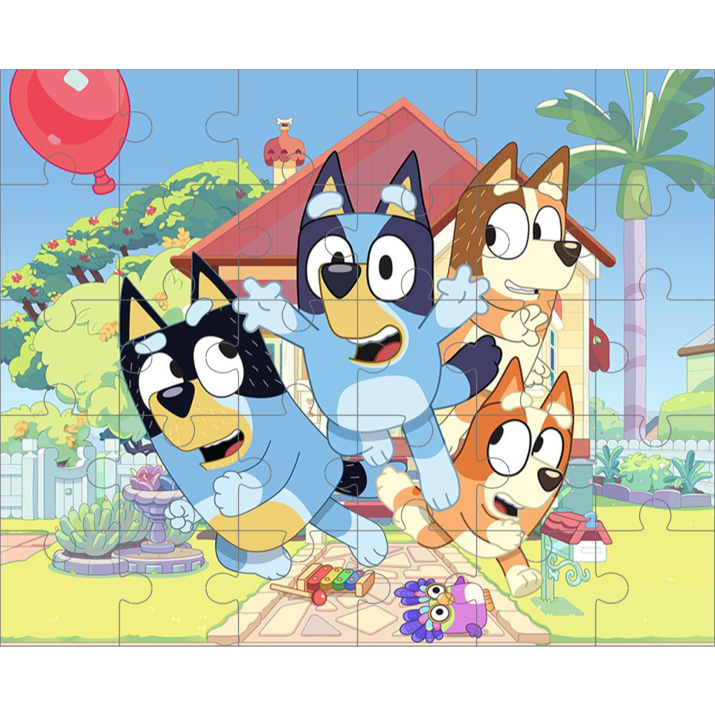 Quebra-Cabeça Bluey em MDF 3mm 20x25cm 30 Peças Grandes Educativo