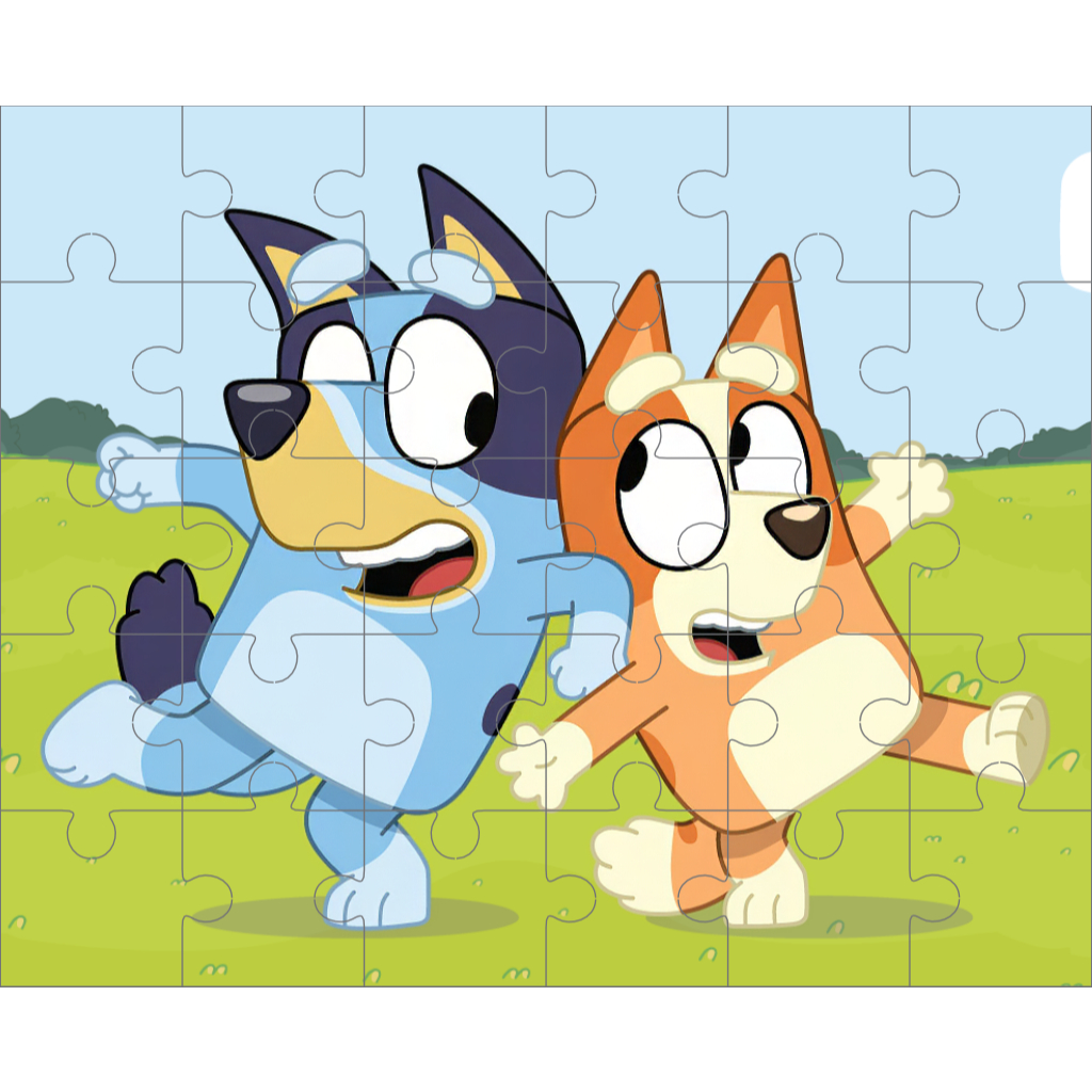 Quebra-Cabeça Bluey em MDF 3mm 20x25cm 30 Peças Grandes Educativo