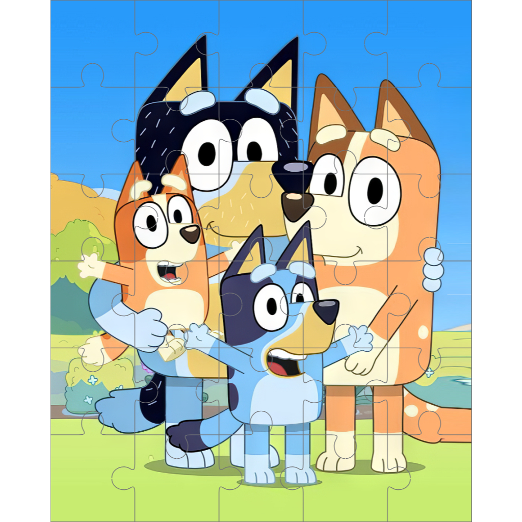 Quebra-Cabeça Bluey em MDF 3mm 20x25cm 30 Peças Grandes Educativo