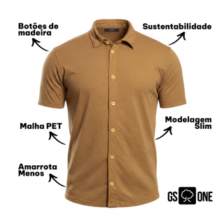 Camisa Masculina Manga Curta Slim de Malha