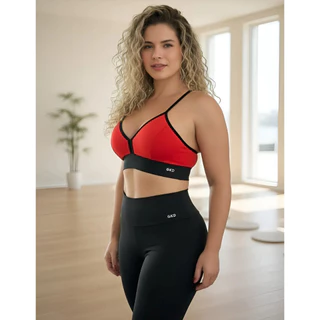 Conjunto Feminino GKD Academia Calça Legging Preta Top Sem Bojo Colorido Zero Transparência