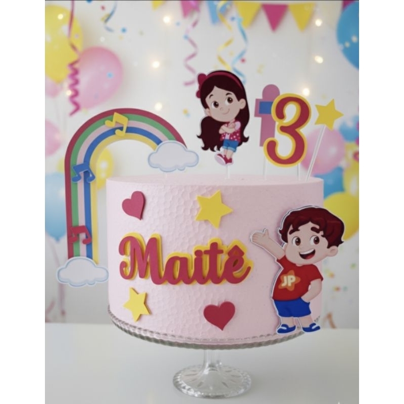 Topo Maria Clara e JP, personalizado nome e idade. | Shopee Brasil