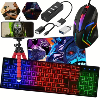 Kit Mobilador Gamer Completo Promoção Para Celular Com Teclado Semi Mecânico Led + Mouse Óptico em Oferta na Shopee
