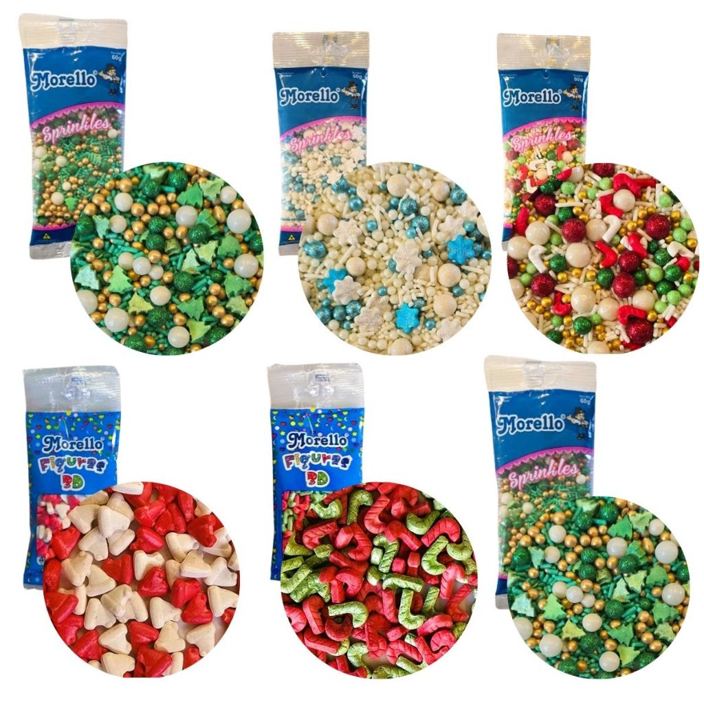 Confeitos De Natal Sprinkles Comestíveis Natalinos 60g De Aç