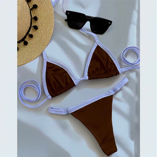 Biquíni de Fita Marquinha Duas Cores Feminino Fio Dental Bikini Cortininha Bronze Moda Praia em Oferta na Shopee