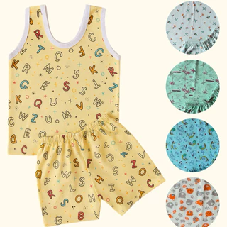 Conjuntos Pijama Infantil Verão Menino – Regata e Short 100% Algodão Estampas Sortidas em Oferta na Shopee