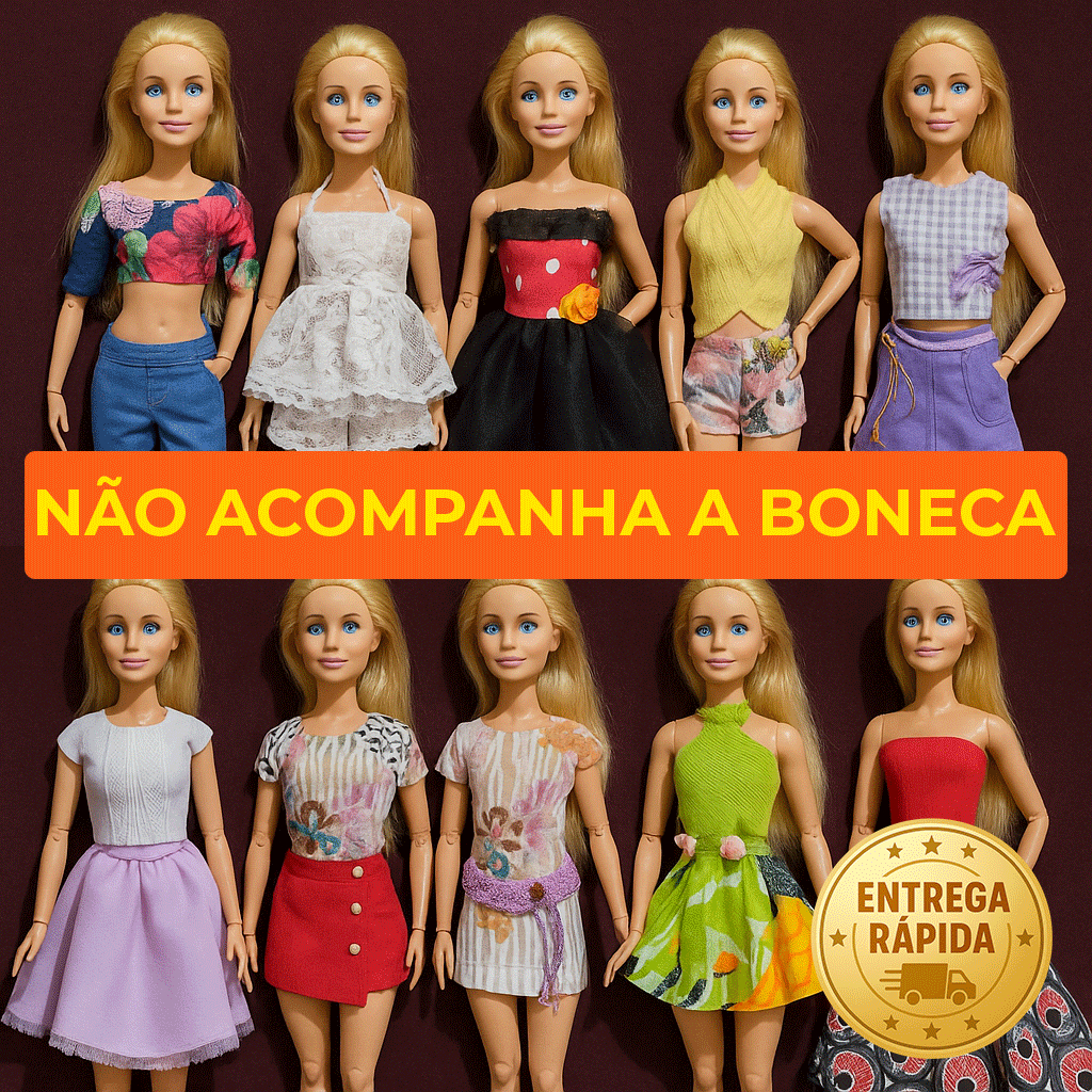 Kit 10 Roupas de Boneca Estilo Barbie – Looks Fashion Coloridos ...