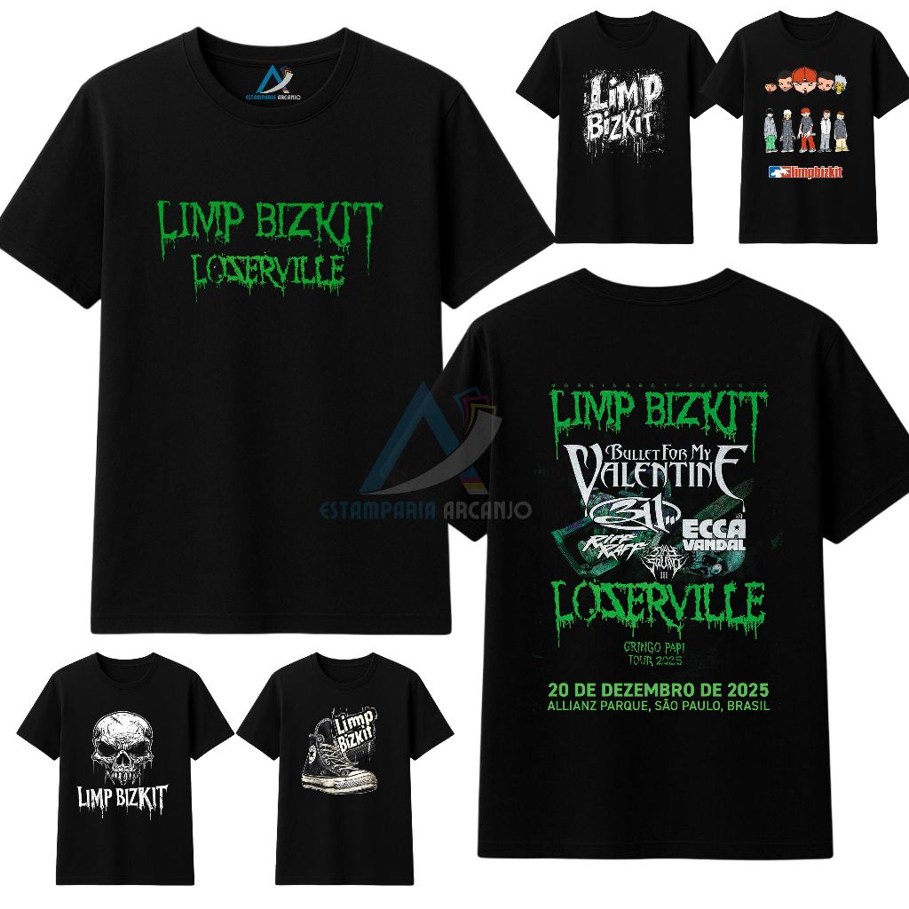 Camiseta Limp Bizkit Loserville tour 2025 Banda Rock 100% Algodão