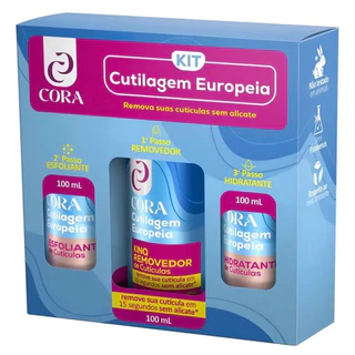 KIT CUTILAGEM EUROPEIA CORA NOVO Gel Removedor, Esfoliante, Hidratante e Espatula em Oferta na Shopee
